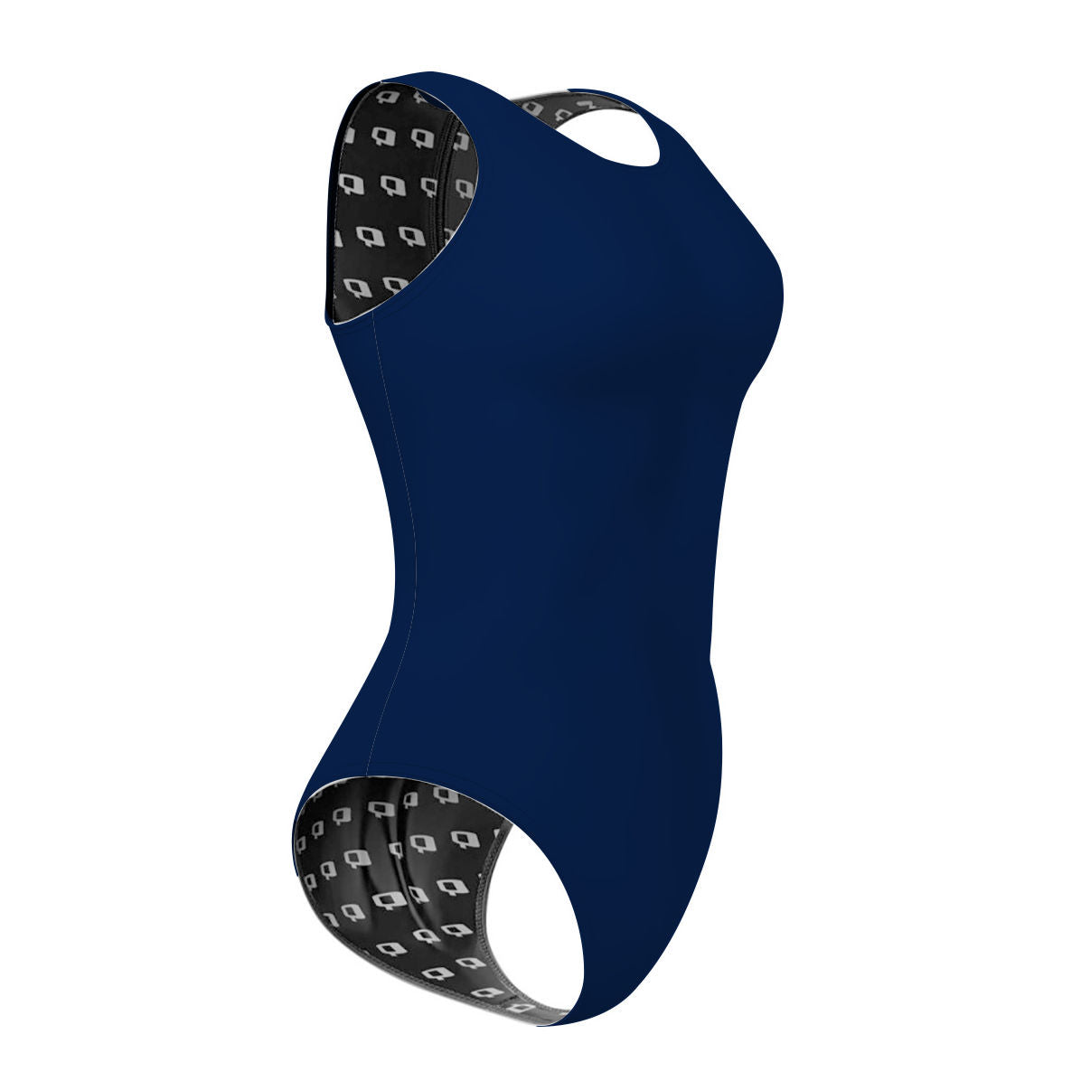 Solid Navy Women Waterpolo Swimsuit Classic Cut