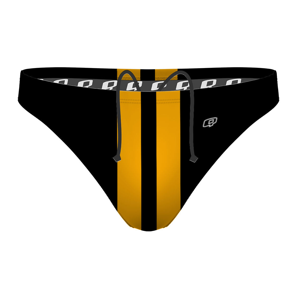 Black & Old Gold Stripes - Waterpolo Brief Swimsuit