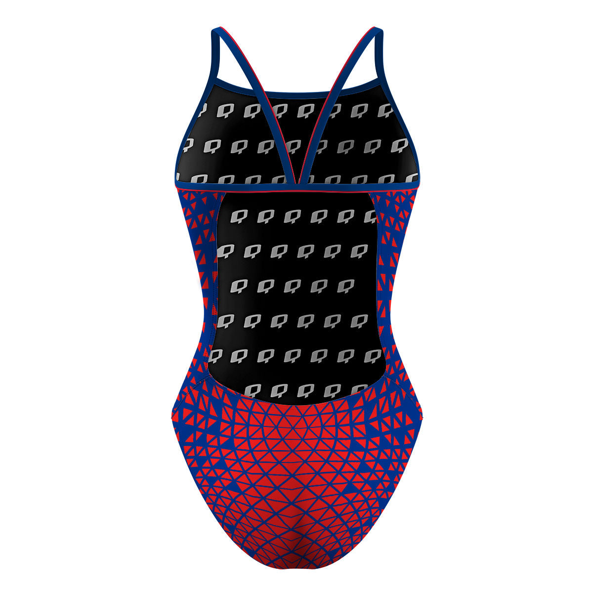 Blue/ Red Geometry - Sunback Tank Swimsuit