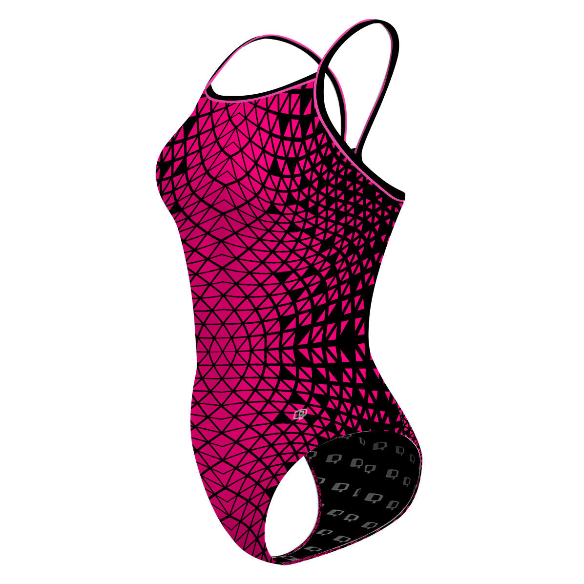 Pink/ Black Geometry - Skinny Strap Swimsuit