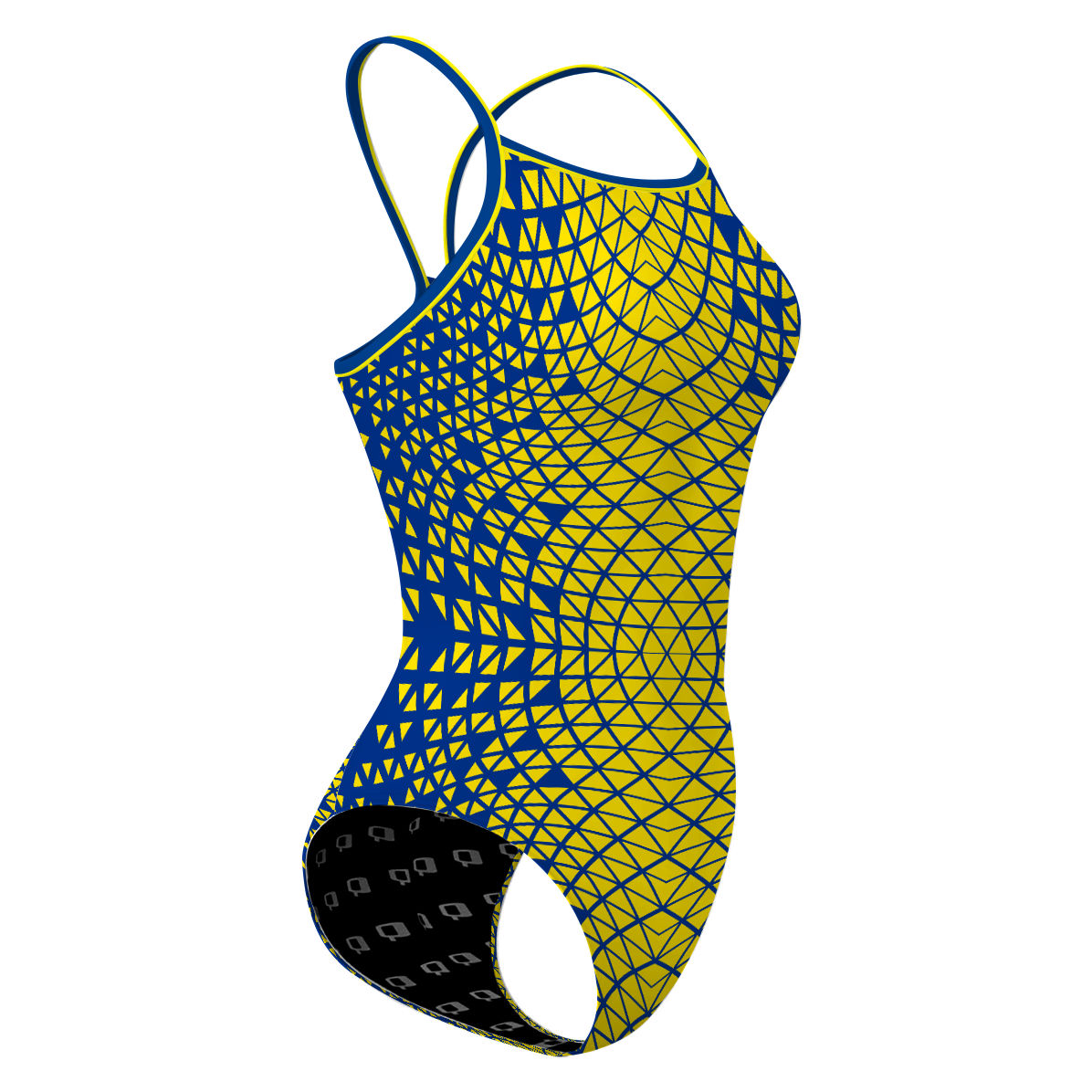 Blue/ Yellow Geometry - Skinny Strap Swimsuit