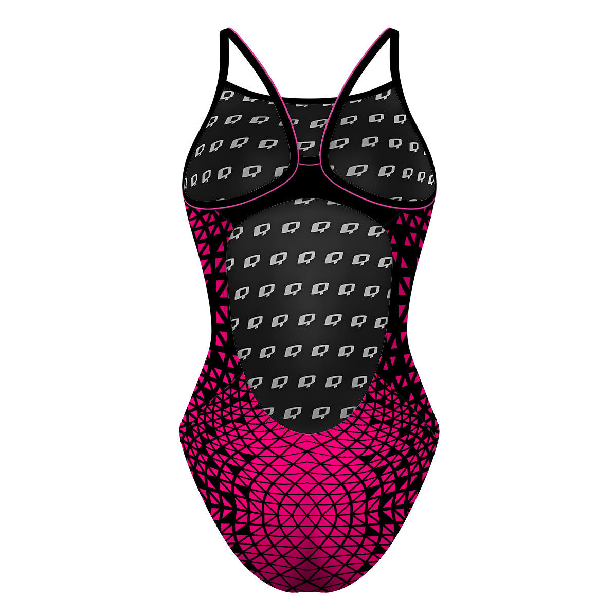 Pink/ Black Geometry - Skinny Strap Swimsuit