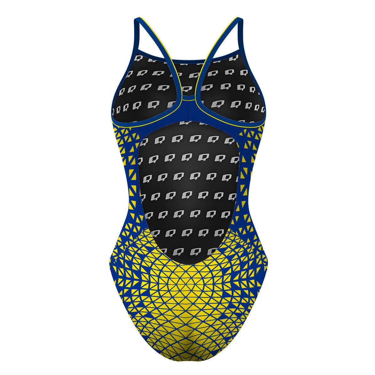 Blue/ Yellow Geometry - Skinny Strap Swimsuit
