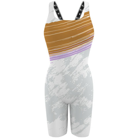 Gold and Lavender - Classic Strap Long Knee Women Jammer
