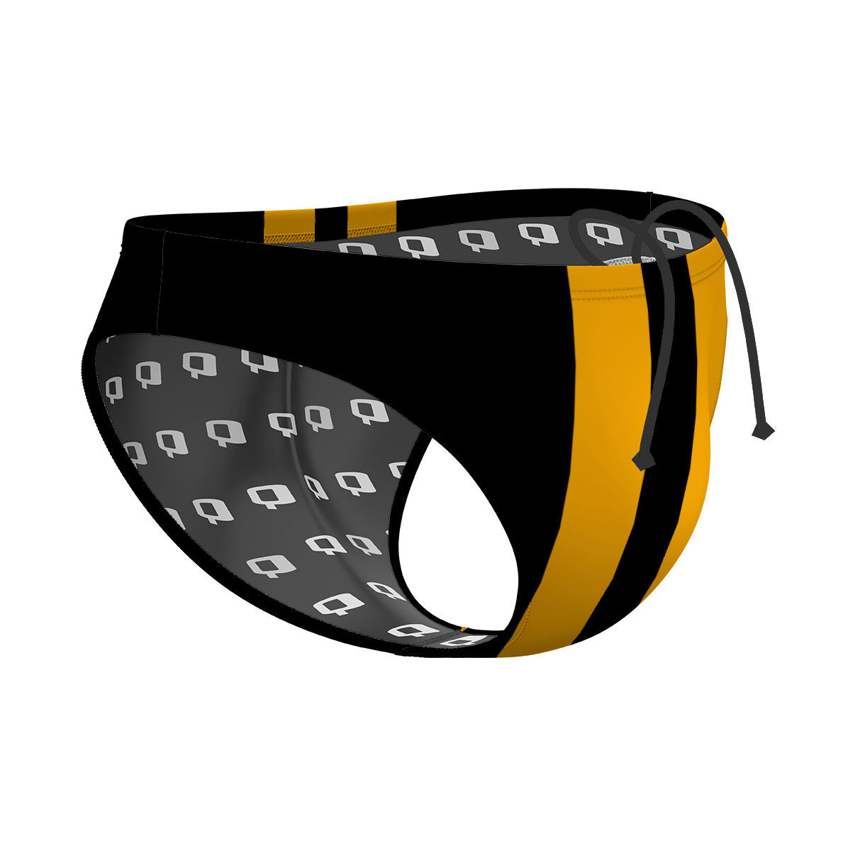 Black & Old Gold Stripes - Waterpolo Brief Swimsuit