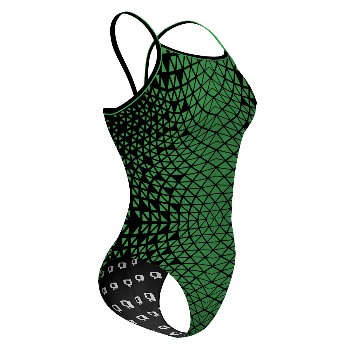 Black/ Green Geometry - Sunback Tank Swimsuit