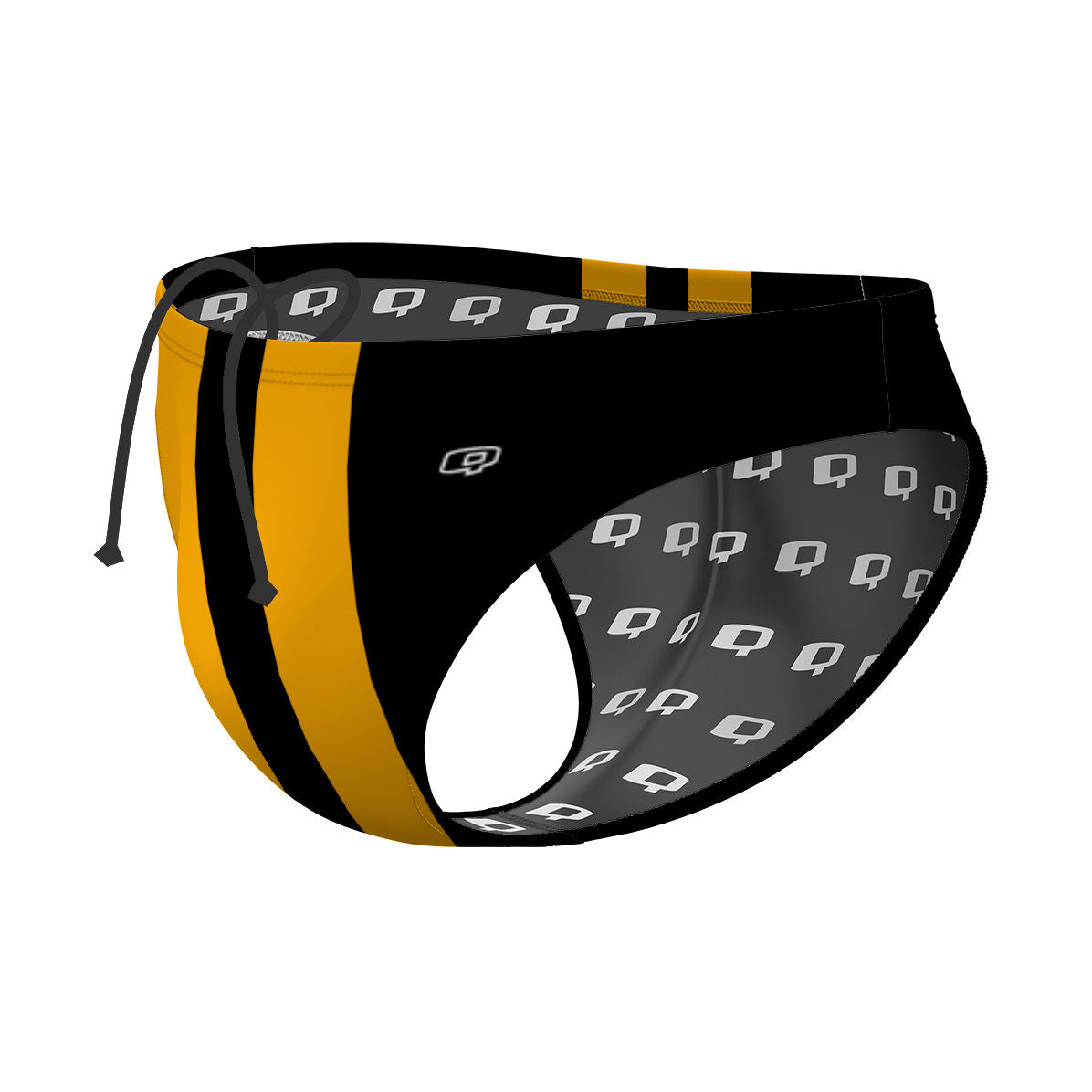 Black & Old Gold Stripes - Waterpolo Brief Swimsuit