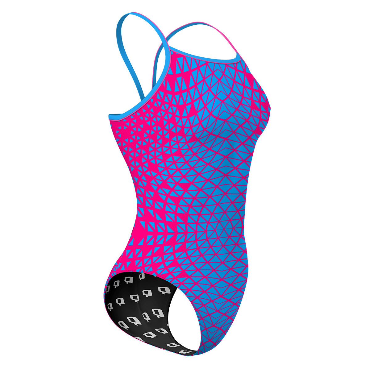 Pink/ Turqouise Geometry - Sunback Tank Swimsuit