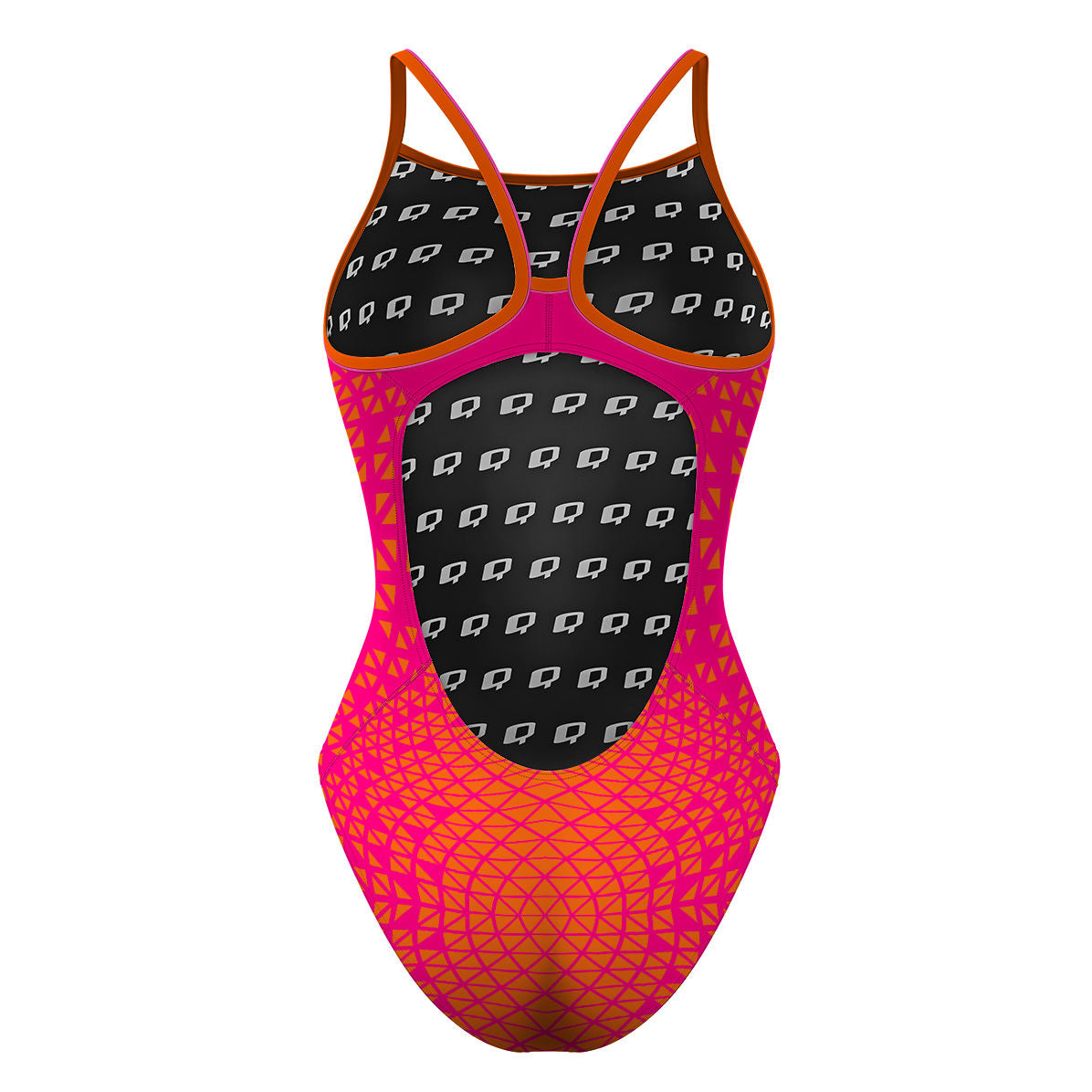 Pink/ Orange Geometry - Skinny Strap Swimsuit