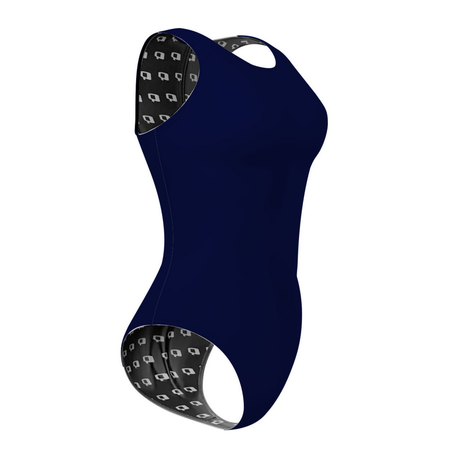 Solid Navy Women Waterpolo Swimsuit Classic Cut