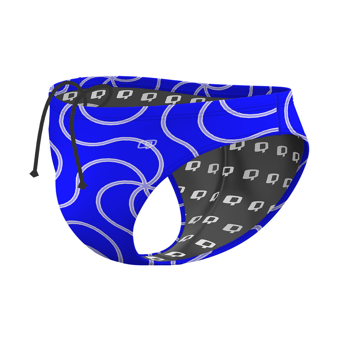 Blue and Silver Curves - Waterpolo Brief Swimsuit