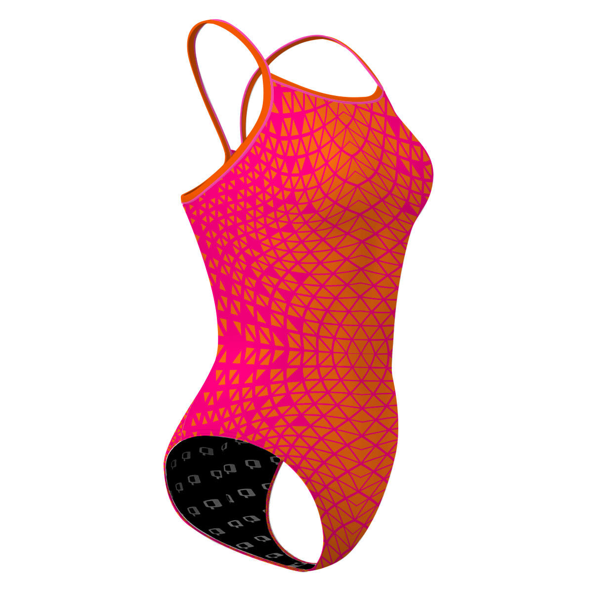 Pink/ Orange Geometry - Skinny Strap Swimsuit