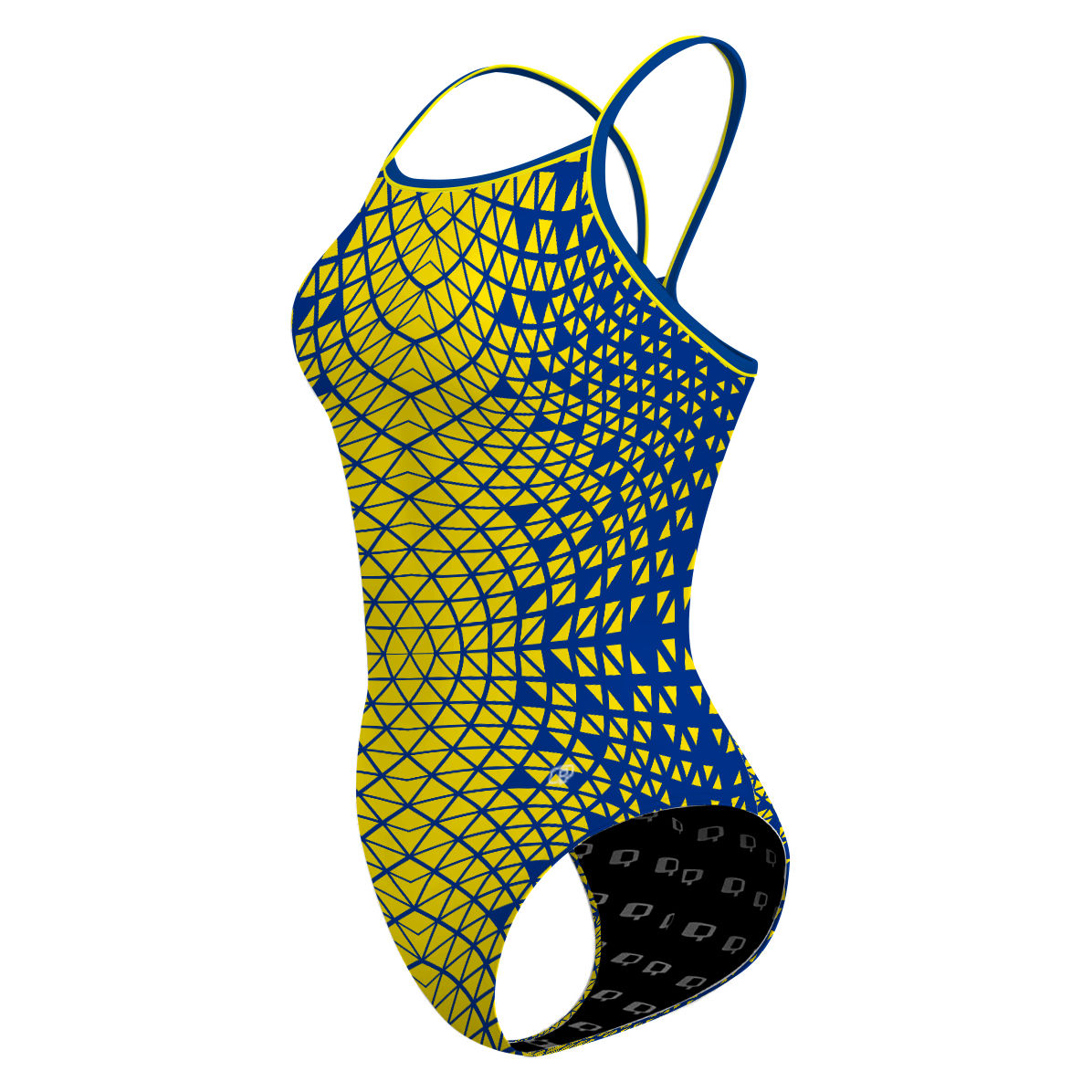 Blue/ Yellow Geometry - Skinny Strap Swimsuit