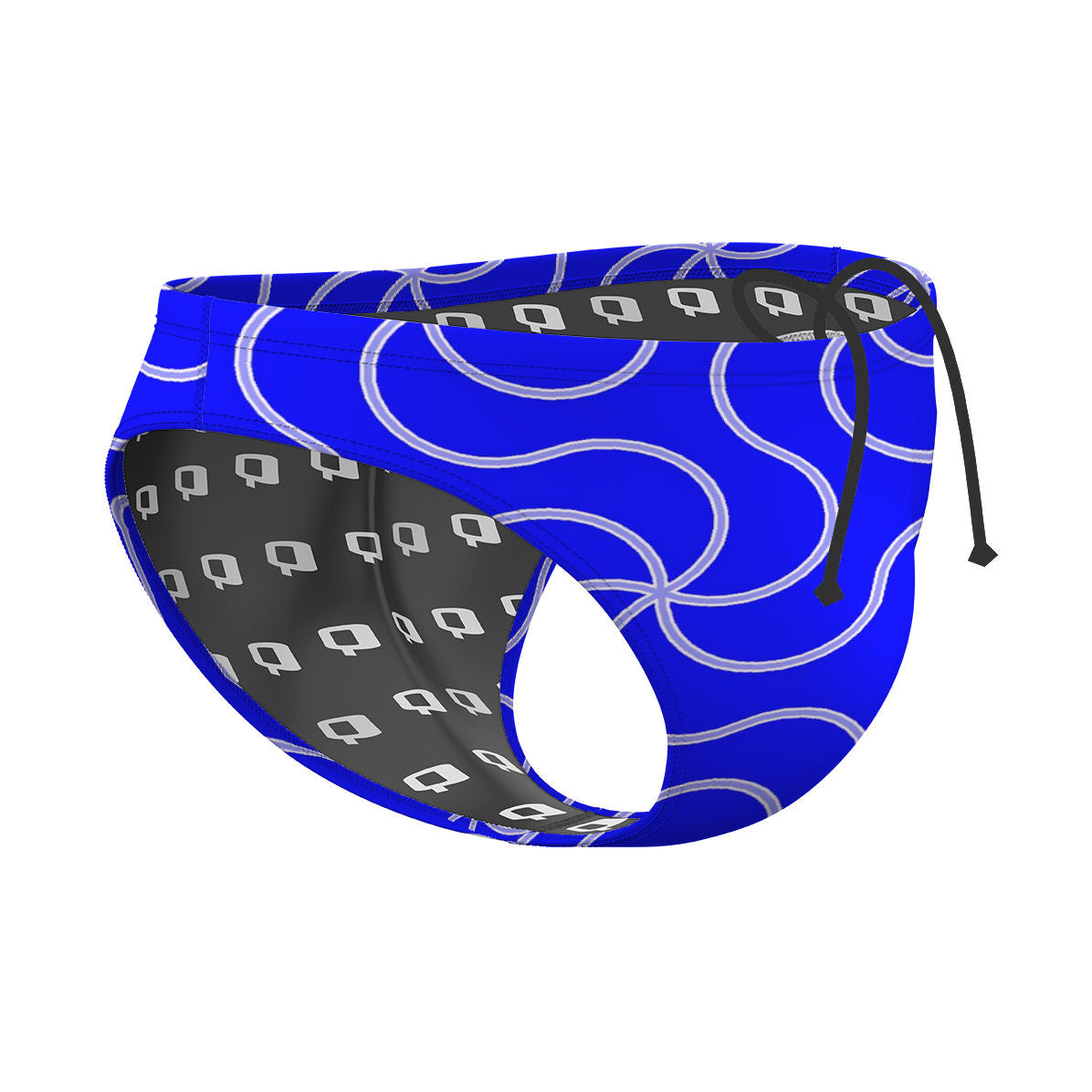 Blue and Silver Curves - Waterpolo Brief Swimsuit