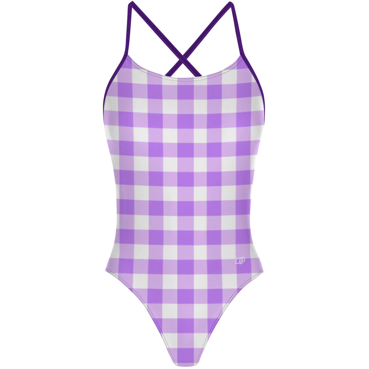 Purple Gingham X Back - "X" Back Swimsuit