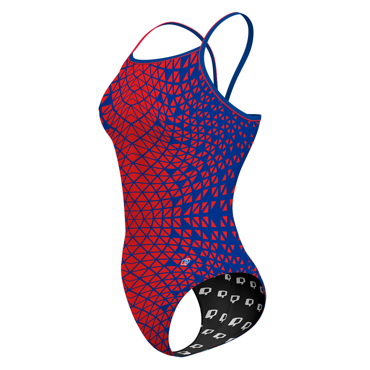 Blue/ Red Geometry - Sunback Tank Swimsuit