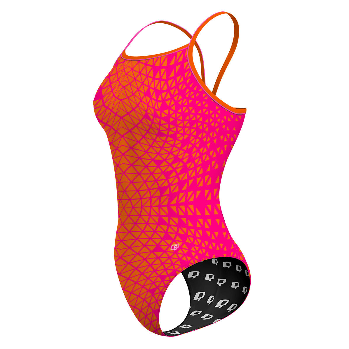 Pink/ Orange Geometry - Sunback Tank Swimsuit