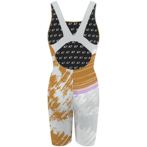 Gold and Lavender - Classic Strap Long Knee Women Jammer
