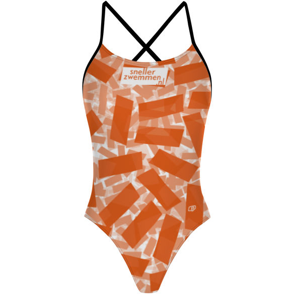 Skinny Strap contrast - "X" Back Swimsuit