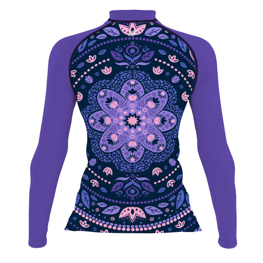 Delicated Mandala Women's Surf UPF50+ Long Sleeve Rash Guard, view 2