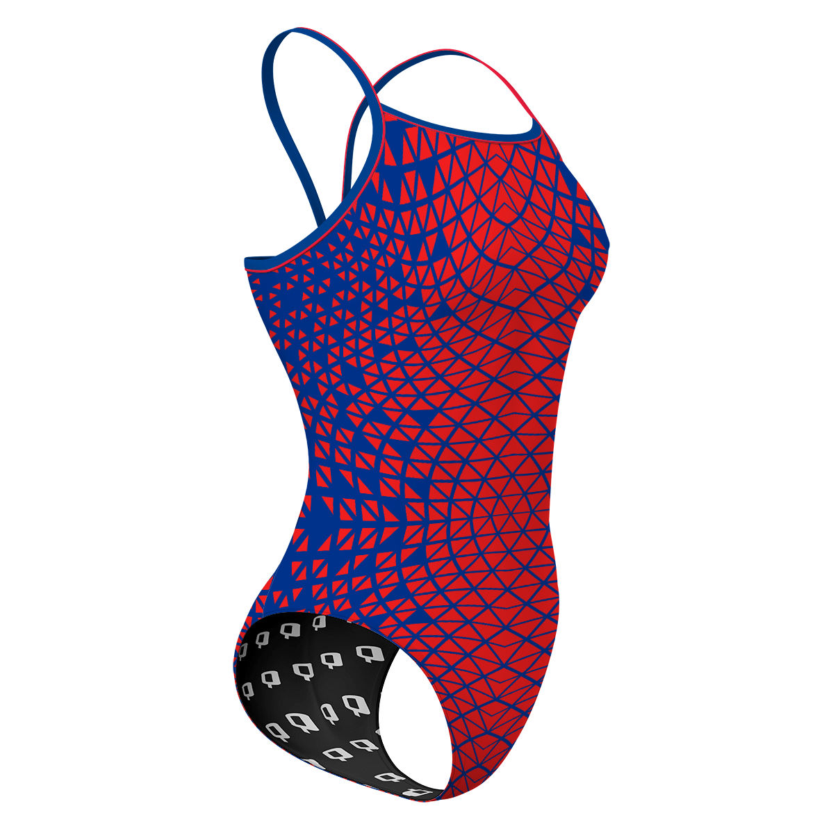 Blue/ Red Geometry - Sunback Tank Swimsuit