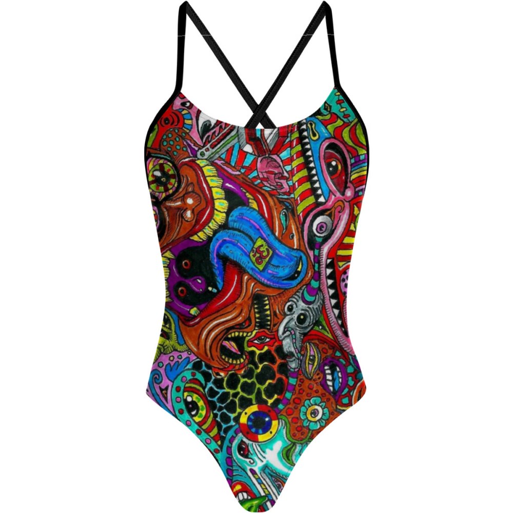 Trippy Hippie Tieback One Piece Swimsuit Q Swimwear