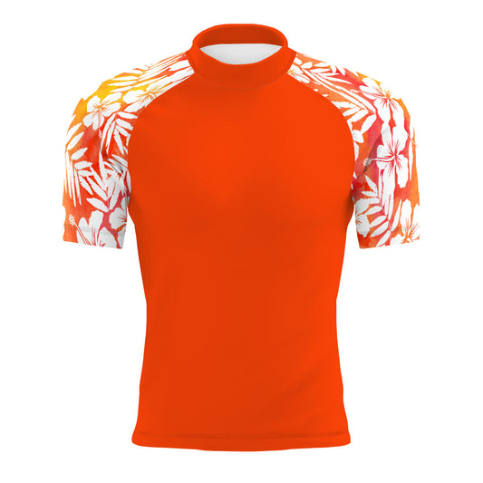 Hawaiian Orange - Men's Surf UPF50+ Short Sleeve Rash Guard