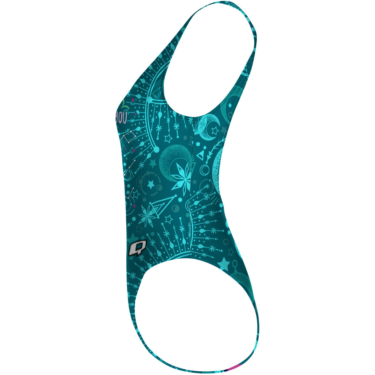 Cosmic Teal Magic- High Hip One Piece Swimsuit
