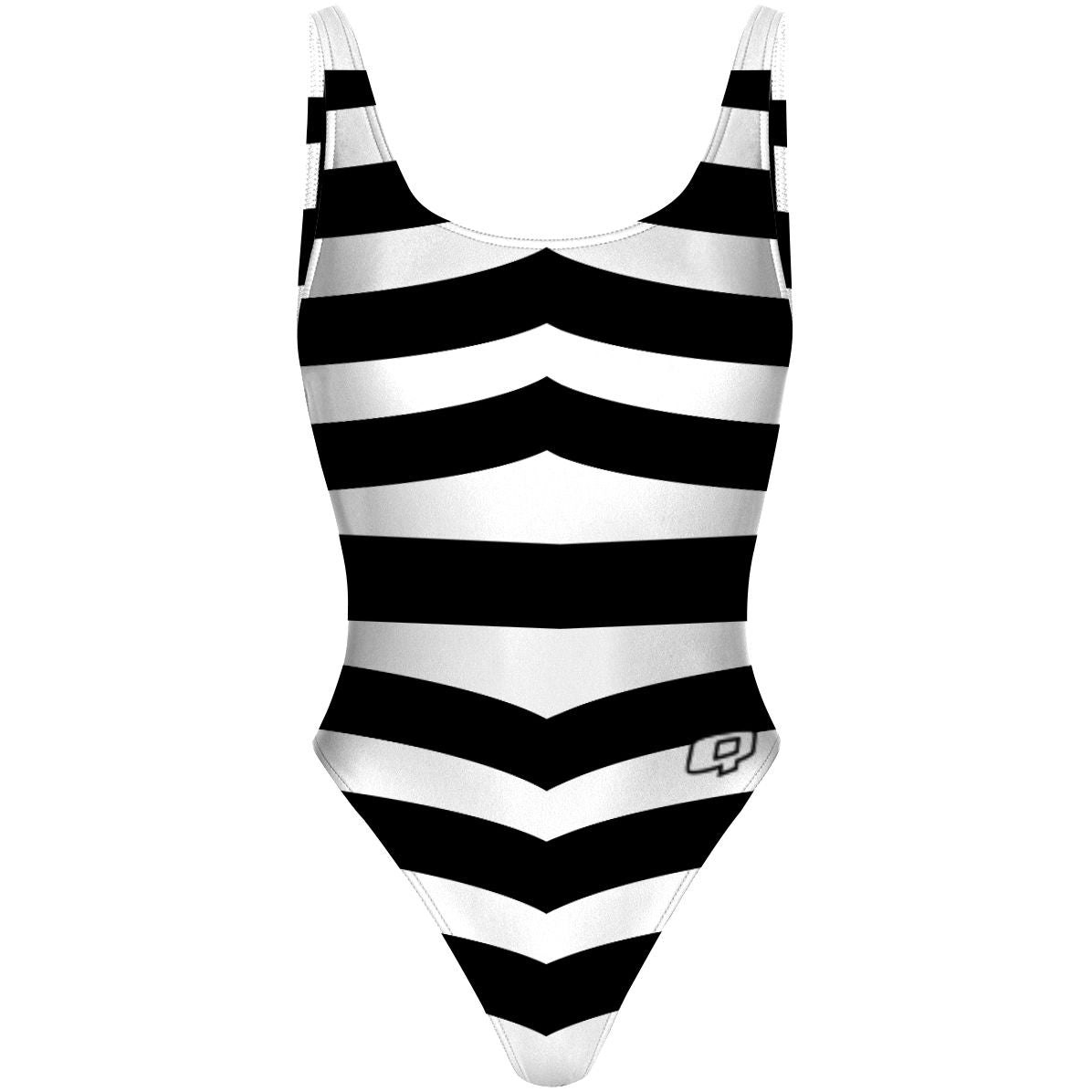 Vintage Black and White - High Hip One Piece Swimsuit