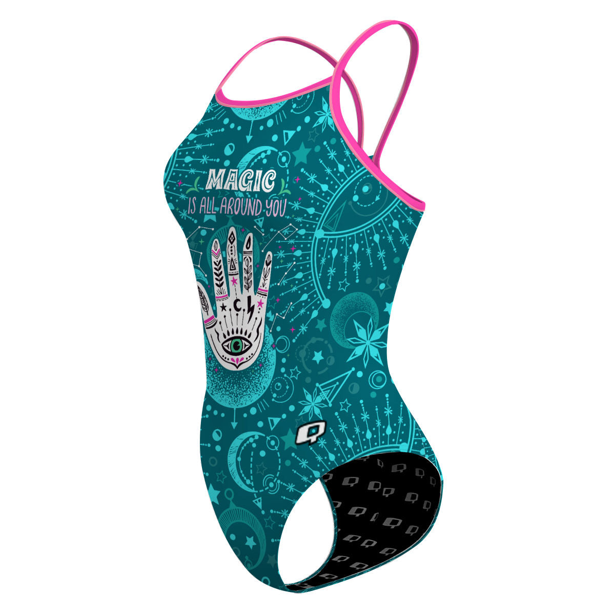 Cosmic Teal Magic- Skinny Strap Swimsuit