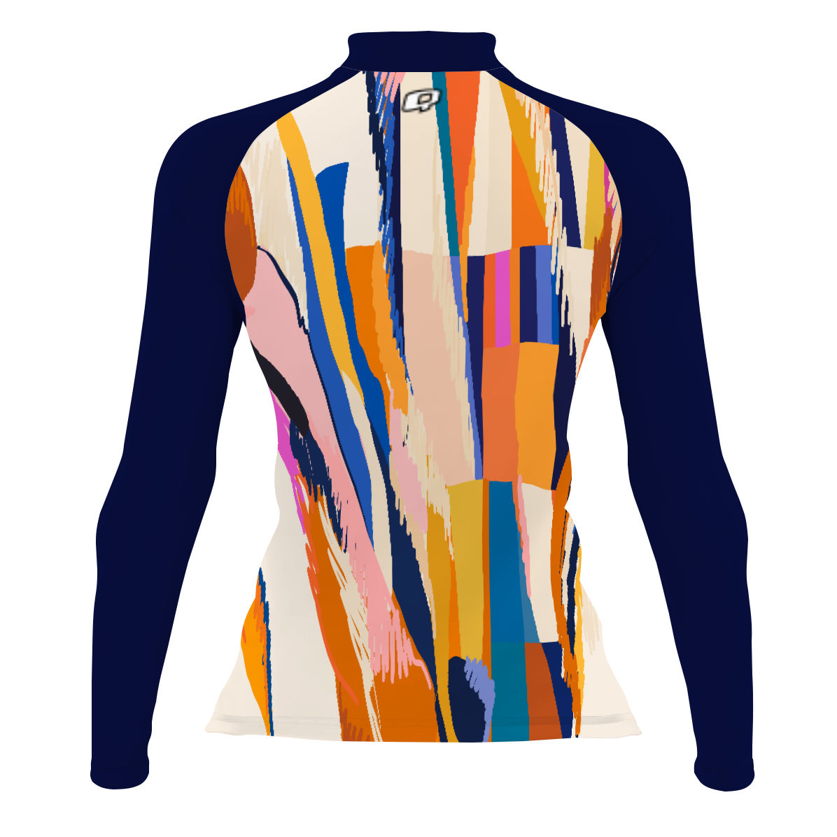 Sunset Orange Squares - Women's Surf UPF50+ Long Sleeve Rash Guard