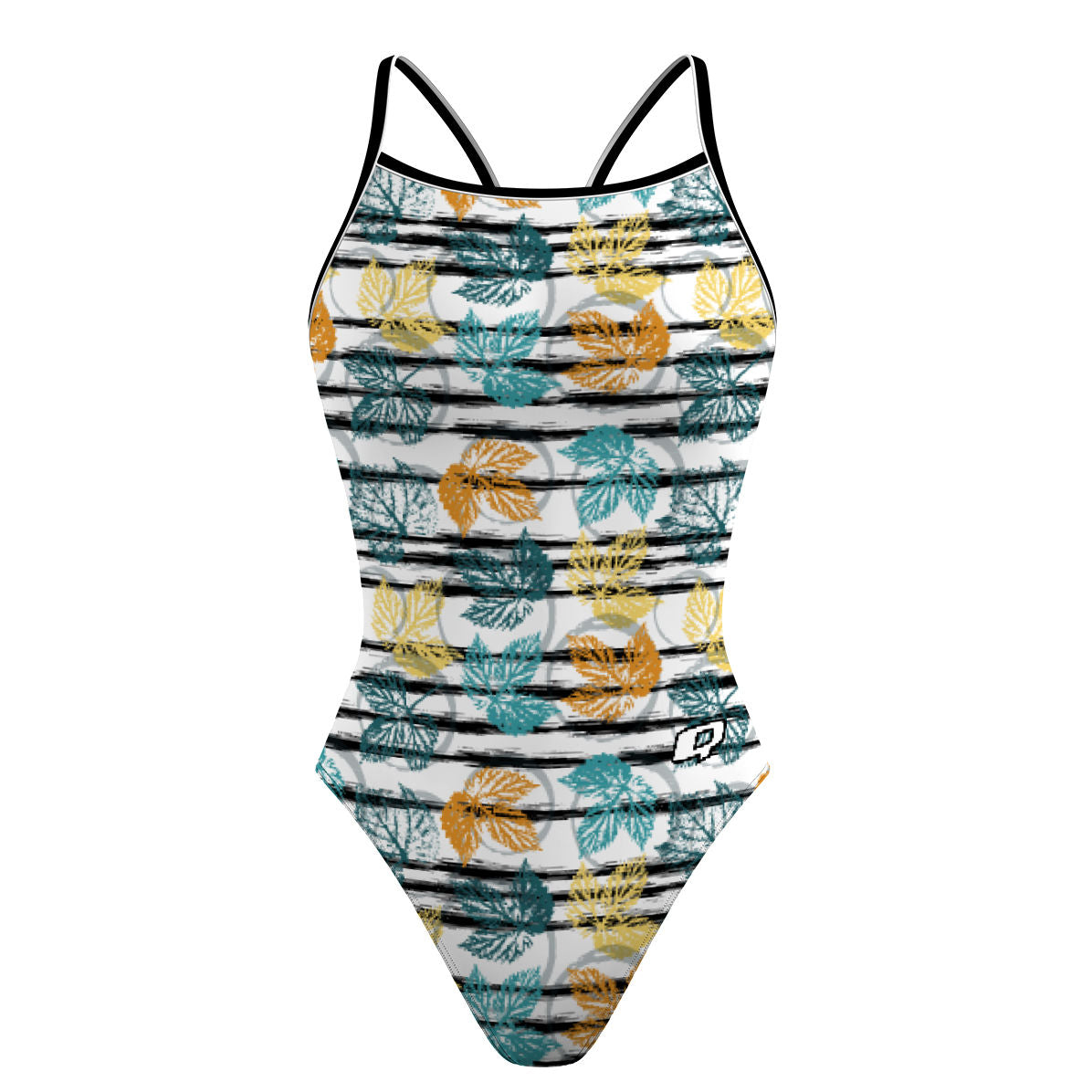 Watercolor Leafs Skinny Strap Swimsuit