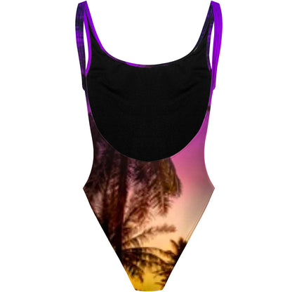 Sunset palms - High Hip One Piece Swimsuit
