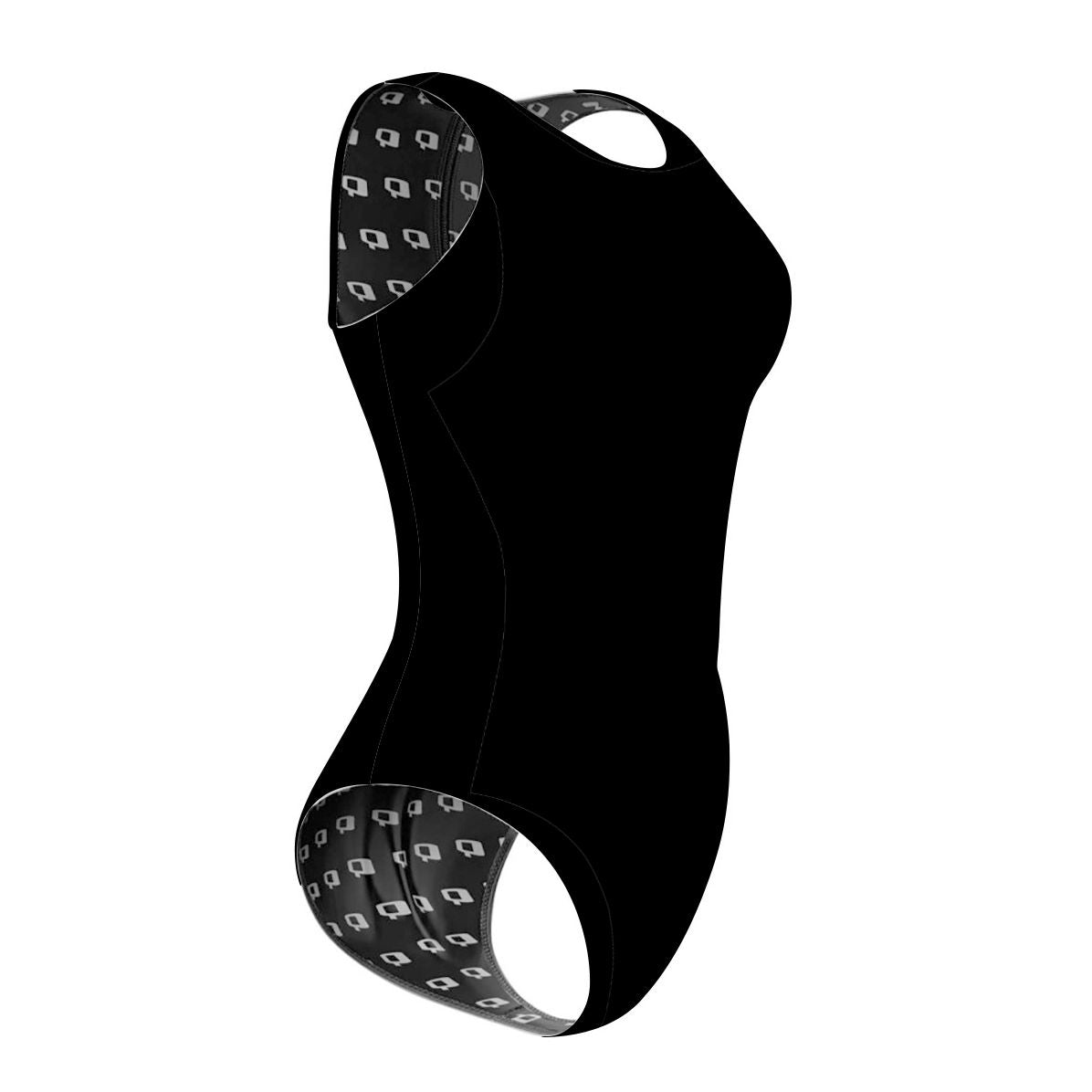 Black Solid - Women Waterpolo Swimsuit Classic Cut