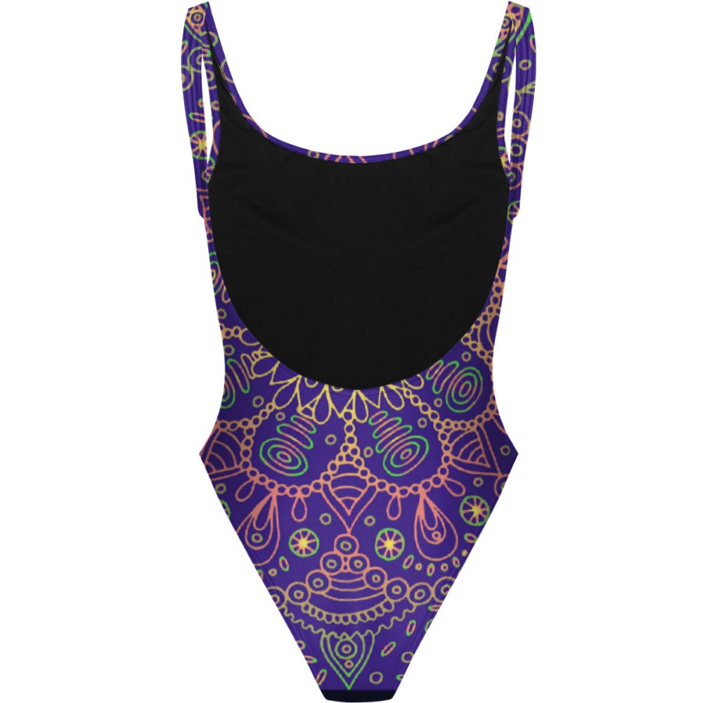 Purple Mandala - High Hip One Piece Swimsuit