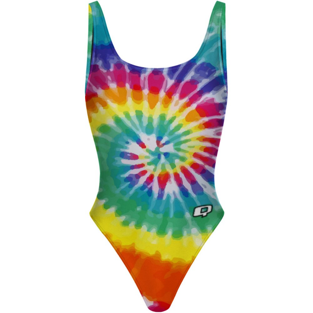 Tie Dye Colors - High Hip One Piece Swimsuit