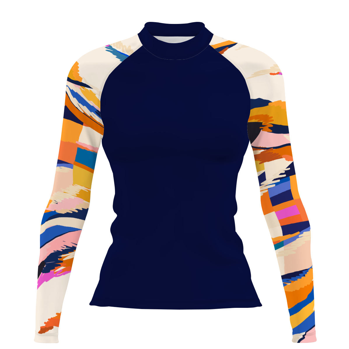 Sunset Orange Squares - Women's Surf UPF50+ Long Sleeve Rash Guard