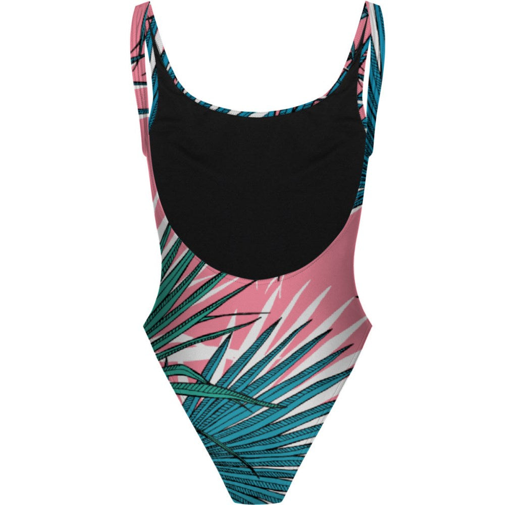 Pink Palm - High Hip One Piece