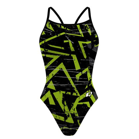 Green Glitch - Skinny Strap Swimsuit