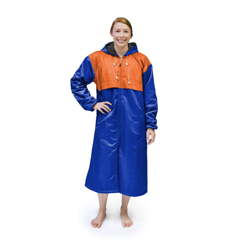 Q Royal & Orange Solid Swim Parka
