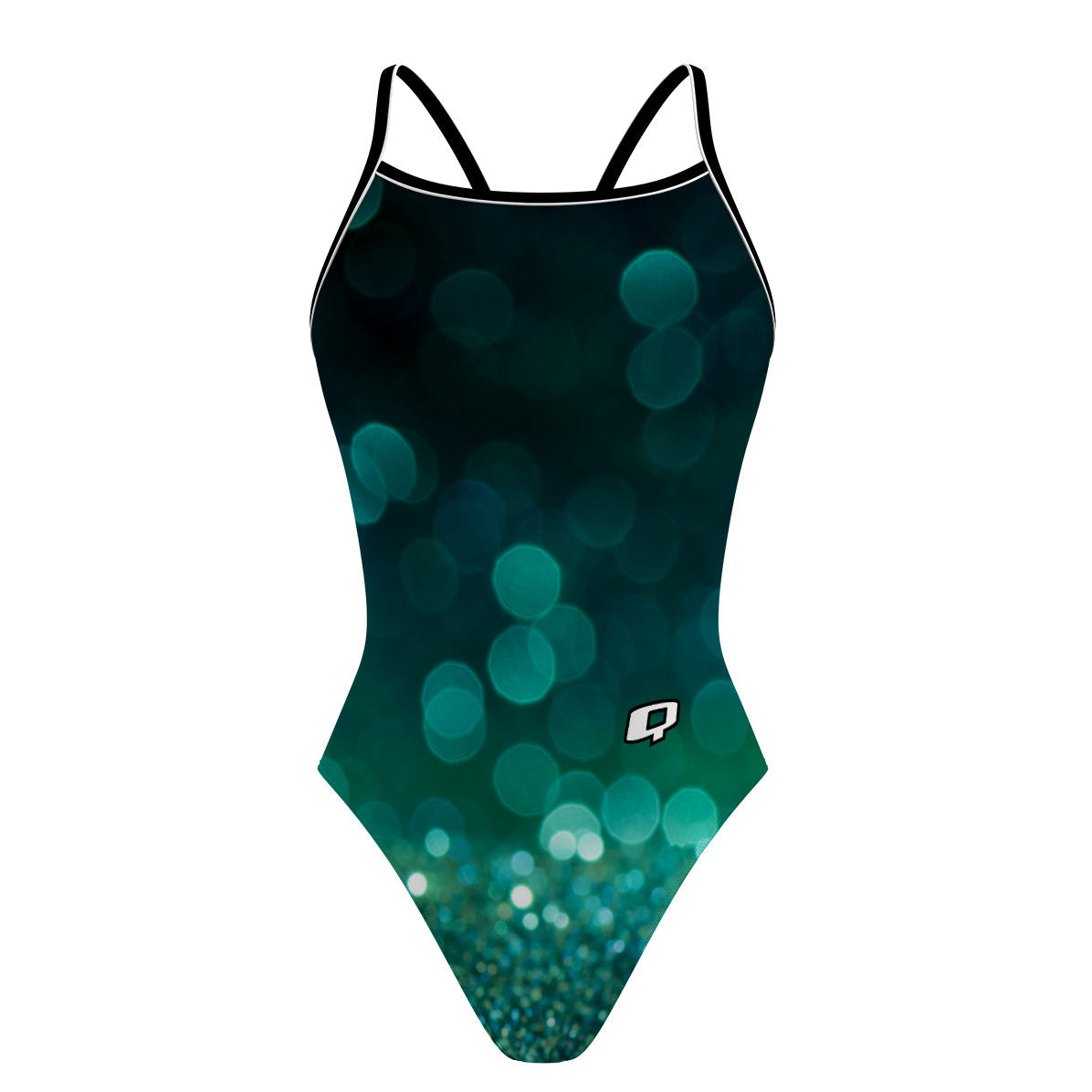 Winter Green Glitter Sunback Tank Swimsuit Q Swimwear