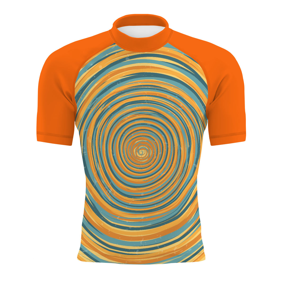 Blue and Yellow Sunset V1 - Men's Surf UPF50+ Short Sleeve Rash Guard