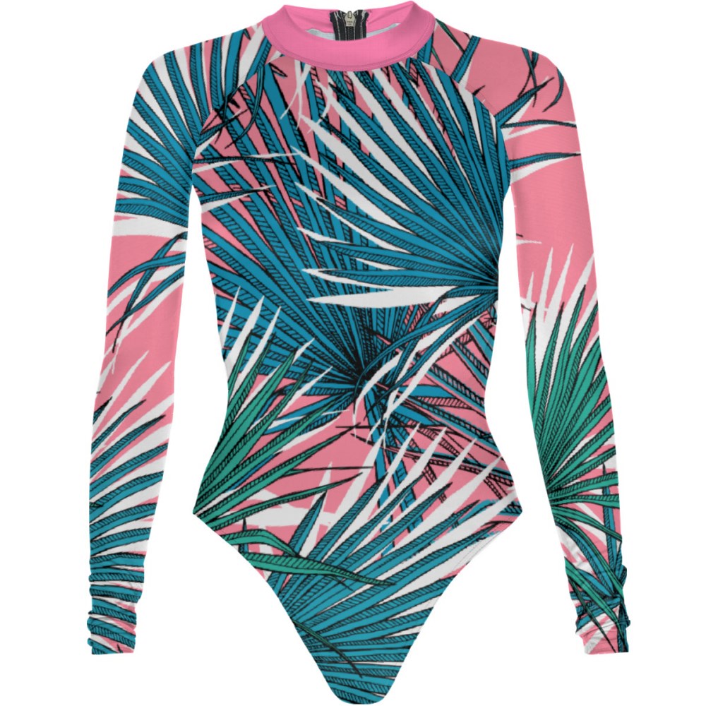 Pink Palm - Surf Swimsuit Classic Cut