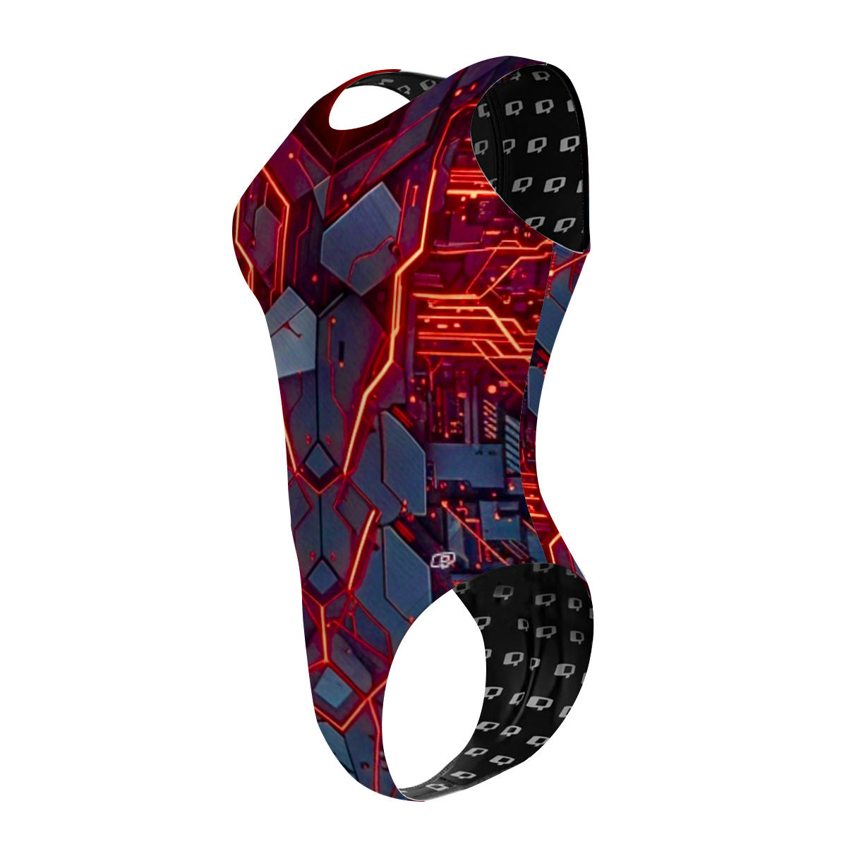 Red Circuit - Women's Waterpolo Swimsuit Cheeky Cut