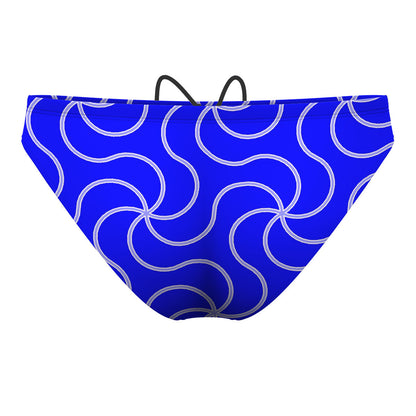 Blue and Silver Curves - Waterpolo Brief Swimsuit