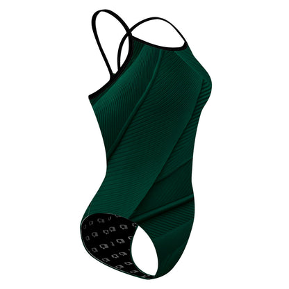 Green Feathers - Skinny Strap Swimsuit