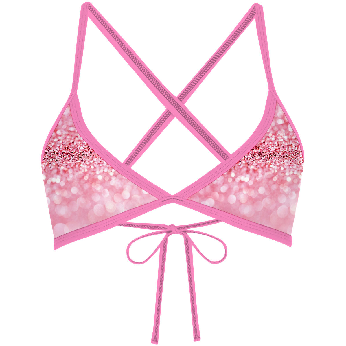 Rosé Glitter - Tieback Bikini Top