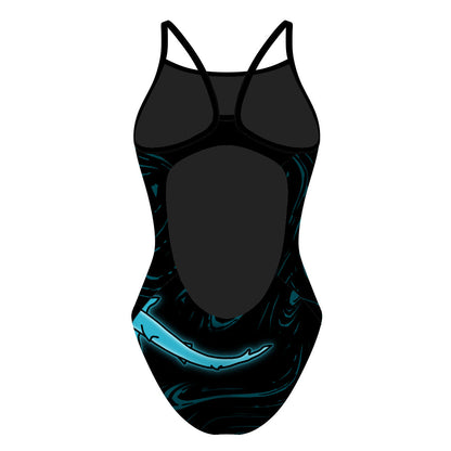 Tope Shark on Black Skinny Strap (Zana) - Skinny Strap Swimsuit
