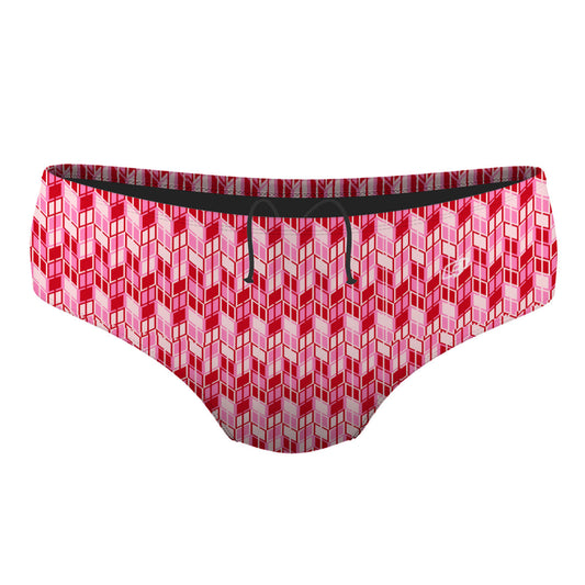 Red Ikat Classic Brief Swimsuit