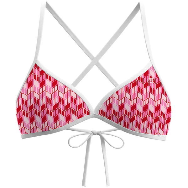 Red Ikat Tieback Bikini Top